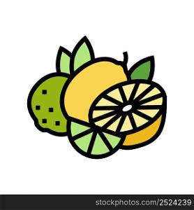 branch lemon and lime color icon vector. branch lemon and lime sign. isolated symbol illustration. branch lemon and lime color icon vector illustration