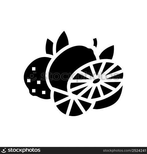 branch lemon and lime glyph icon vector. branch lemon and lime sign. isolated contour symbol black illustration. branch lemon and lime glyph icon vector illustration