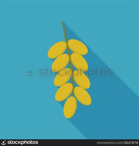 Branch of date palm fruit icon in flat long shadow design.. Branch of date palm fruit icon in flat long shadow design