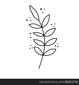 Branch of plant. Leaves in line style. Black and white natural illustration. Sketch Minimalism and simple flora.. Branch of plant. Leaves in line style.