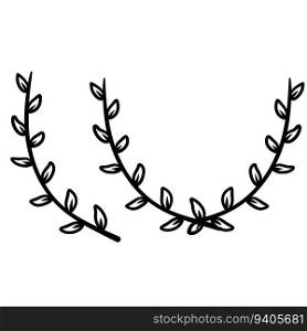 Branch of plant. Natural ornament. Winner laurel wreath. Simple minimalist line icon.. Branch of plant. Natural ornament.