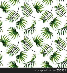 Branch with green leaves seamless pattern on the white background. Vector illustration botanical wallpaper