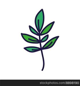 branch with leafs nature ecology icon vector illustration line and fill style. branch with leafs nature ecology icon
