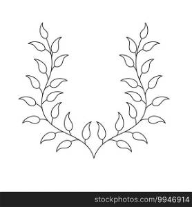 branch with leaves, an empty outline. Vector illustration isolated on a white background. Flat style