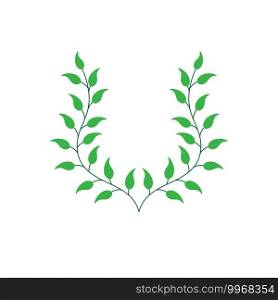 branch with leaves. Vector illustration isolated on a white background. Flat style