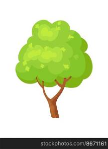 Branched tree. Cute vegetation for earth woodland, cartoon vector design isolated on white background. Branched tree. Cute vegetation for earth woodland, cartoon vector design