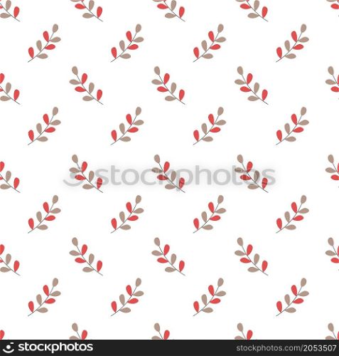 Branches and twigs with red leaves and lush foliage, isolated autumn season composition. Decoration and ornaments for rural fall design. Seamless pattern, background or print. Vector in flat style. Autumn branches and twigs with dry foliage vector