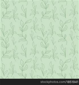 Branches with leaves seamless pattern, vector illustration. Botanical background with sheets. Green natural pattern for packaging and wallpaper design.. Branches with leaves seamless pattern, vector illustration.