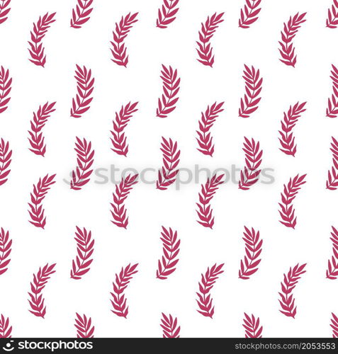 Branches with lush foliage, plant and botany decorative ornaments in row. Extic flowers and leaves, minimal twigs and herbs. Seamless pattern background or print. Vector in flat style illustration. Foliage and branches plant with leaves pattern