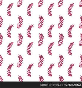 Branches with lush foliage, plant and botany decorative ornaments in row. Extic flowers and leaves, minimal twigs and herbs. Seamless pattern background or print. Vector in flat style illustration. Foliage and branches plant with leaves pattern