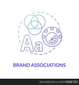 Brand associations blue gradient concept icon. Connection to customer experiences. Strategy benefit. Brand planning abstract idea thin line illustration. Vector isolated outline color drawing. Brand associations blue gradient concept icon