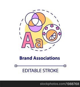 Brand associations concept icon. Connection to customer experiences. Strategy benefit. Brand planning abstract idea thin line illustration. Vector isolated outline color drawing. Editable stroke. Brand associations concept icon