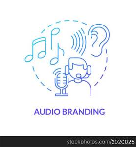 Brand audible identity concept icon. Company recognition by melody and voice. Sound promotion. Audio marketing abstract idea thin line illustration. Vector isolated outline color drawing. Brand audible identity concept icon