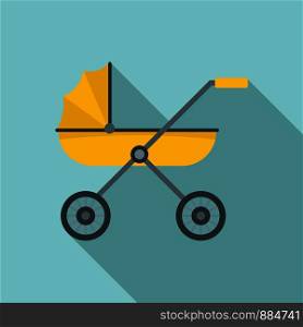 Brand baby pram icon. Flat illustration of brand baby pram vector icon for web design. Brand baby pram icon, flat style