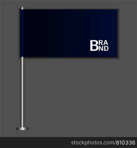 Brand blue desktop flag icon. Realistic illustration of brand blue desktop flag vector icon for web design. Brand blue desktop flag icon, realistic style