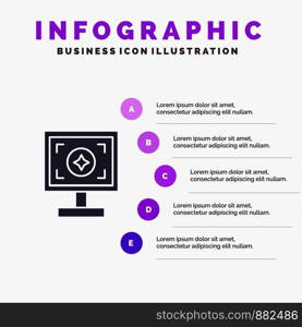 Brand, Branding, Design, Print Solid Icon Infographics 5 Steps Presentation Background