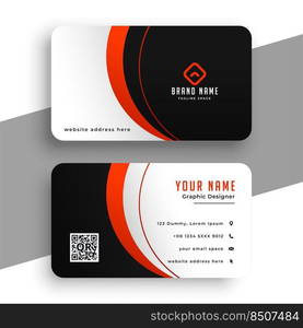 brand business card in red wave style design