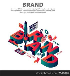 Brand company concept background. Isometric illustration of brand company vector concept background for web design. Brand company concept background, isometric style