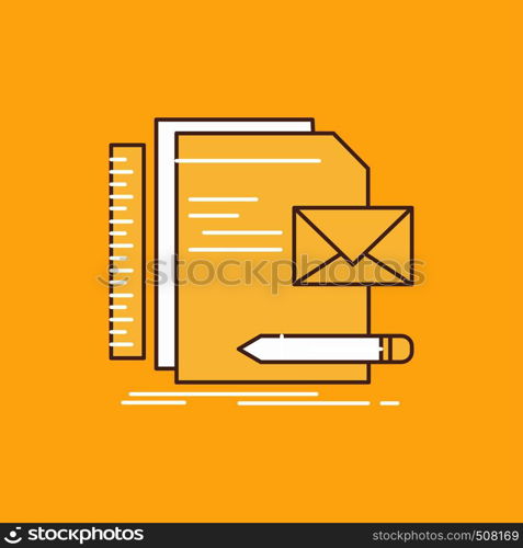 Brand, company, identity, letter, presentation Flat Line Filled Icon. Beautiful Logo button over yellow background for UI and UX, website or mobile application. Vector EPS10 Abstract Template background