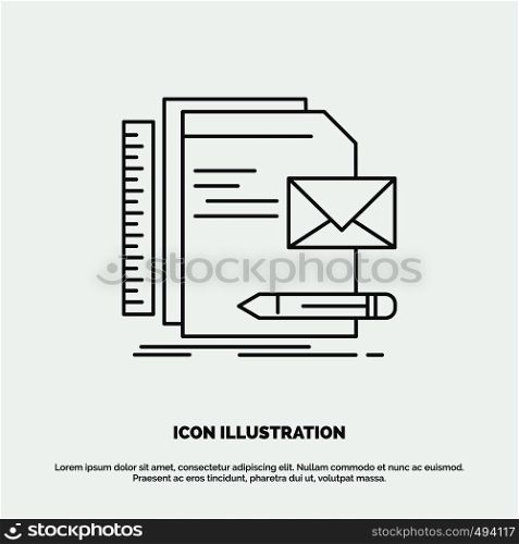 Brand, company, identity, letter, presentation Icon. Line vector gray symbol for UI and UX, website or mobile application. Vector EPS10 Abstract Template background