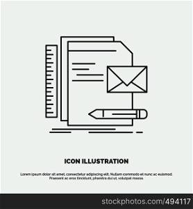 Brand, company, identity, letter, presentation Icon. Line vector gray symbol for UI and UX, website or mobile application. Vector EPS10 Abstract Template background