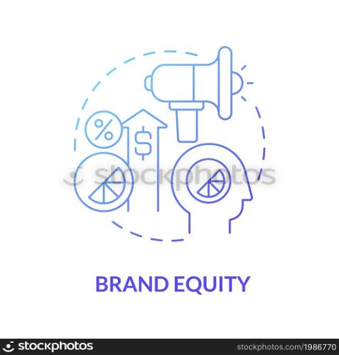 Brand equity blue gradient concept icon. Social value of business. Company marketing strategy. Brand planning abstract idea thin line illustration. Vector isolated outline color drawing. Brand equity blue gradient concept icon