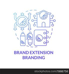 Brand extension branding blue gradient concept icon. Strategy for expanding business. Company development. Brand planning abstract idea thin line illustration. Vector isolated outline color drawing. Brand extension branding blue gradient concept icon