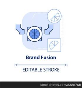 Brand fusion light blue concept icon. Combine identities. Brand consolidation abstract idea thin line illustration. Isolated outline drawing. Editable stroke. Arial, Myriad Pro-Bold fonts used. Brand fusion light blue concept icon
