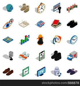 Brand icons set. Isometric set of 25 brand vector icons for web isolated on white background. Brand icons set, isometric style