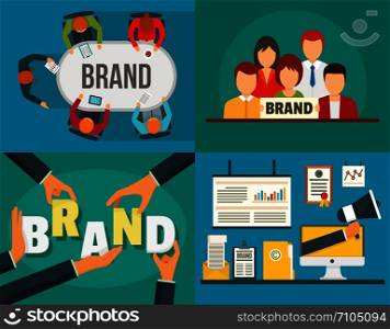 Brand identity banner set. Flat illustration of brand identity vector banner set for web design. Brand identity banner set, flat style
