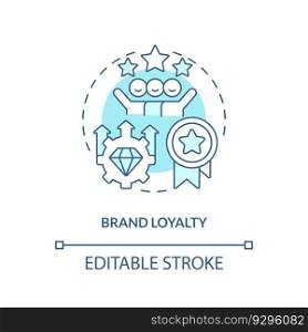 Brand loyalty turquoise concept icon. Word of mouth marketing. Customer retention. Repeat business. Small community abstract idea thin line illustration. Isolated outline drawing. Editable stroke. Brand loyalty turquoise concept icon
