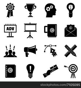 Brand marketing icon set. Simple set of brand marketing vector icons for web design on white background. Brand marketing icon set, simple style