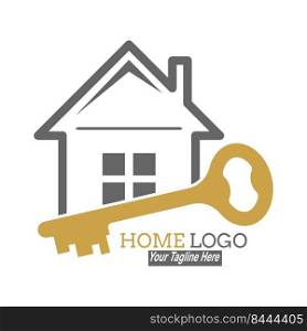  brand of a construction company, a business for hiring, buying and selling housing. A template for a logo, brand, or sticker. Flat style