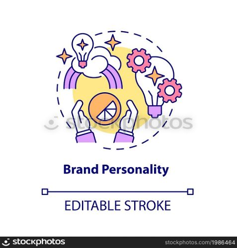 Brand personality concept icon. Business representation. Company mission and message. Brand planning abstract idea thin line illustration. Vector isolated outline color drawing. Editable stroke. Brand personality concept icon