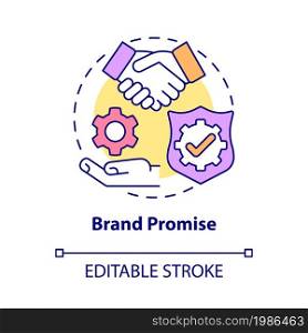 Brand promise concept icon. Customer satisfaction. Positive experience for company client. Brand planning abstract idea thin line illustration. Vector isolated outline color drawing. Editable stroke. Brand promise concept icon