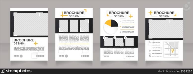 Brand stretching strategy blank brochure design. New market. Template set with copy space for text. Premade corporate reports collection. Editable 4 paper pages. Arial Bold, Regular fonts used. Brand stretching strategy blank brochure design