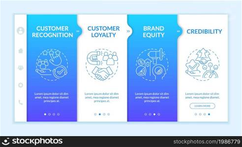 Branding benefits onboarding vector template. Responsive mobile website with icons. Web page walkthrough 4 step screens. Efficient marketing color concept with linear illustrations. Branding benefits onboarding vector template