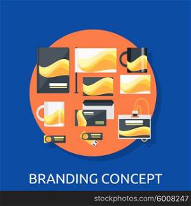 Branding icon concept flat design. Branding marketing, brand identity, marketing and advertising, identity and branding design, business development, brand product illustration