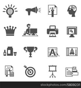 Branding icons black set with brainstorm creative idea development symbols isolated vector illustration. Branding Icons Black