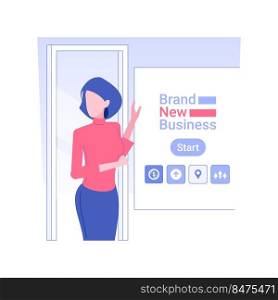 Branding isolated concept vector illustration. Woman presenting logo of brand, create a trademark, packaging design, new business startup, launching product process vector concept.. Branding isolated concept vector illustration.