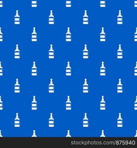 Brandy bottle pattern repeat seamless in blue color for any design. Vector geometric illustration. Brandy bottle pattern seamless blue