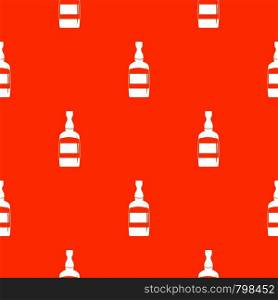 Brandy bottle pattern repeat seamless in orange color for any design. Vector geometric illustration. Brandy bottle pattern seamless