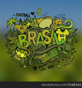 Brasil Summer Vector hand lettering and doodles elements background