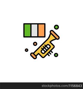 Brass, Horn, Instrument, Music, Trumpet Business Logo Template. Flat Color
