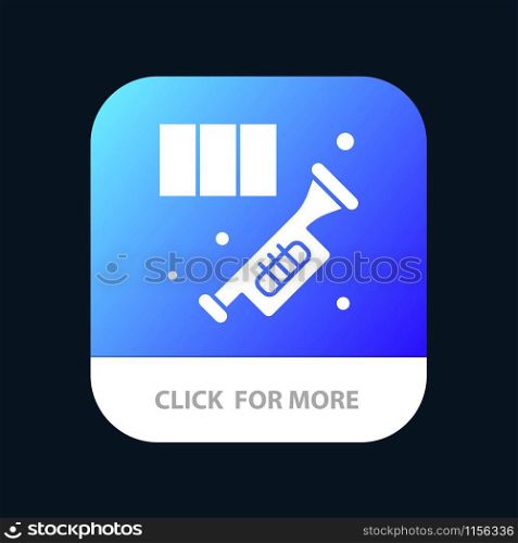 Brass, Horn, Instrument, Music, Trumpet Mobile App Button. Android and IOS Glyph Version