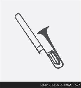 Brass Instrument Trombone, which Plays Jazz Music Direction. Vector Illustration. EPS10. Brass Instrument Trombone, which Plays Jazz Music Direction. Vec