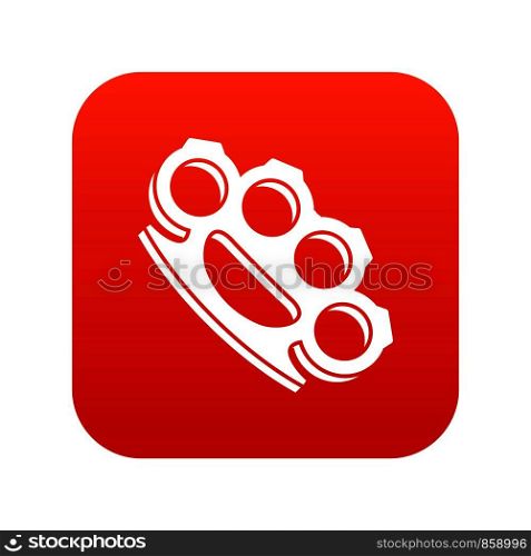 Brass knuckles icon digital red for any design isolated on white vector illustration. Brass knuckles icon digital red