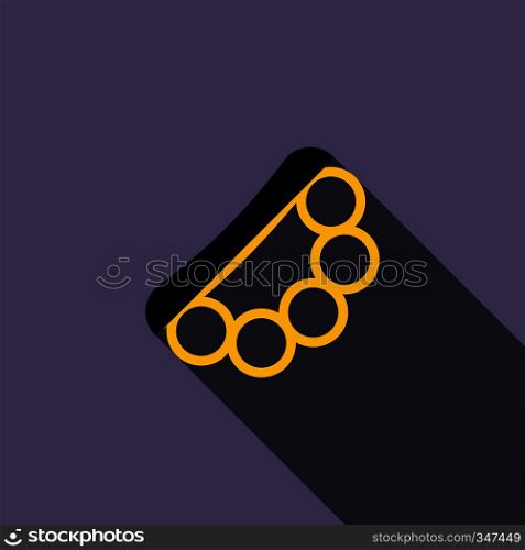 Brass knuckles icon in flat style on a violet background. Brass knuckles icon, flat style