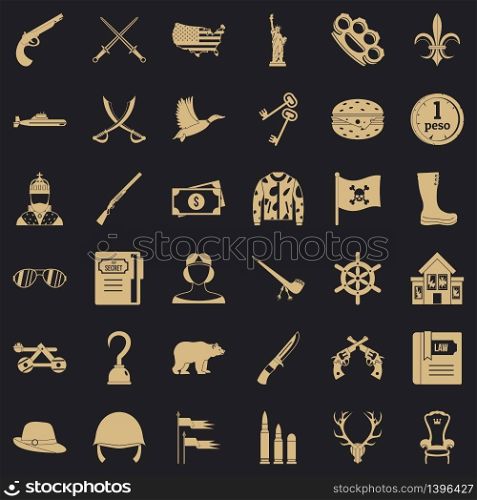 Brass knuckles icons set. Simple style of 36 brass knuckles vector icons for web for any design. Brass knuckles icons set, simple style