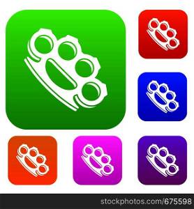 Brass knuckles set icon in different colors isolated vector illustration. Premium collection. Brass knuckles set collection
